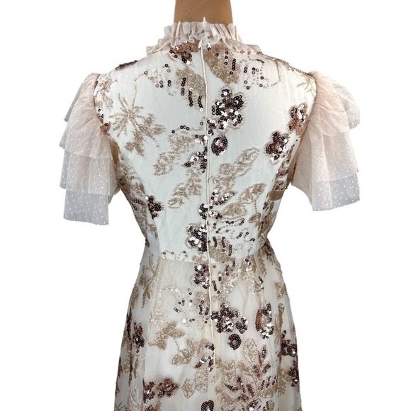 Jessakae Collection Moonlight Dress Sequin Ruffle Neck Party Cocktail Medium - Picture 11 of 16